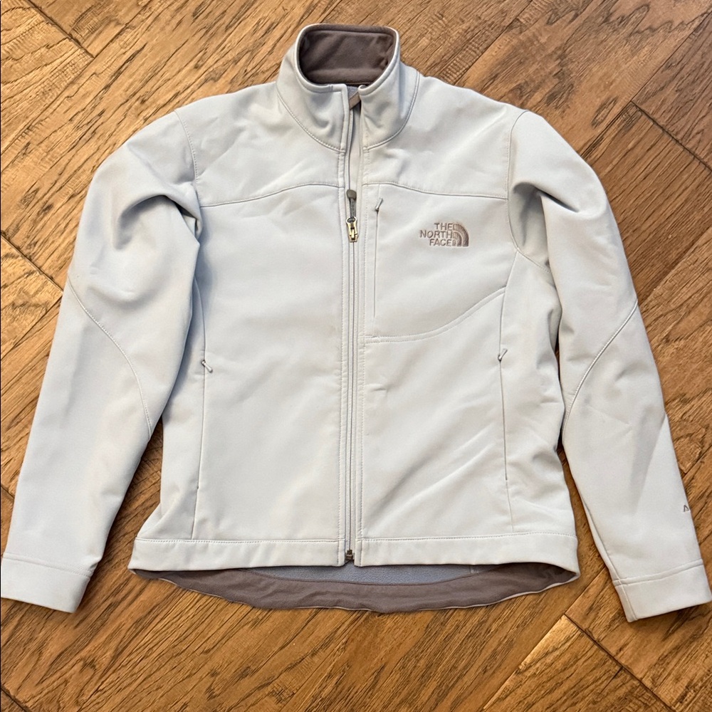 The North Face Women’s Apex Bionic light blue/Soft Gray Full-Zip Jacket. Small